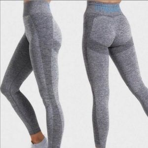 Gymshark Flex High Waisted Leggings Grey Charcoal Marl and Blue size Small